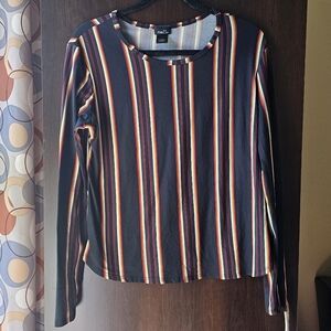 Rue21 Black Multicolor Striped Blouse
